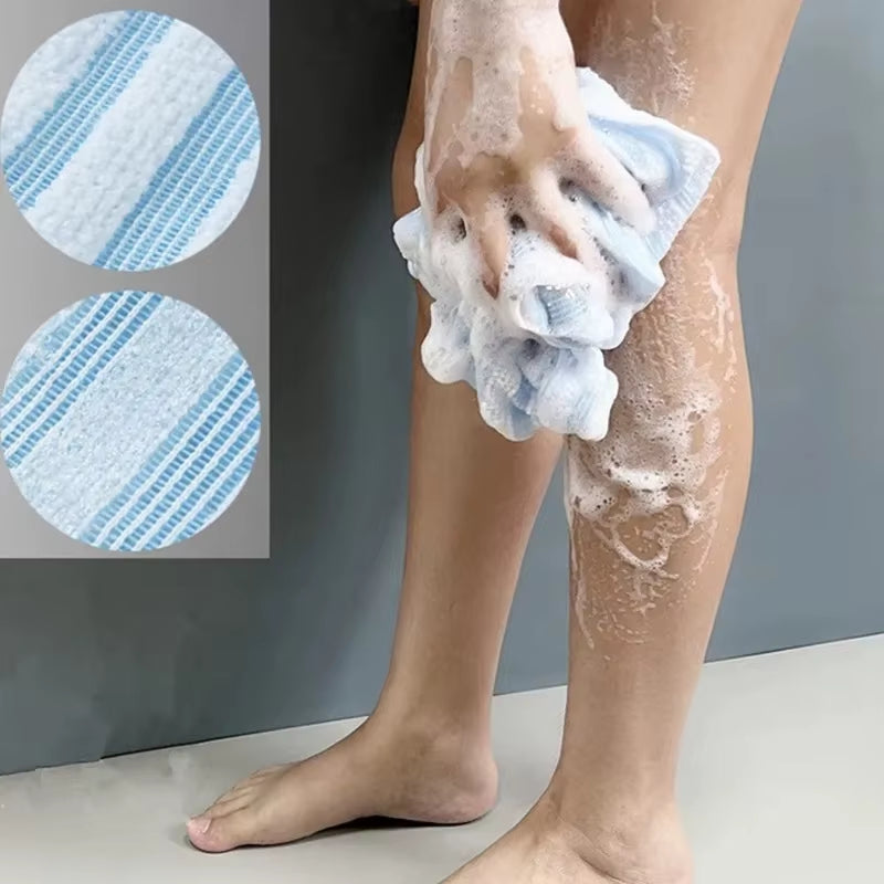Exfoliating Washcloth Back Scrubber for Shower for Men Silver-Ion Multi-Function Foam Bath Towel Ultra-Long Exfoliating Towels